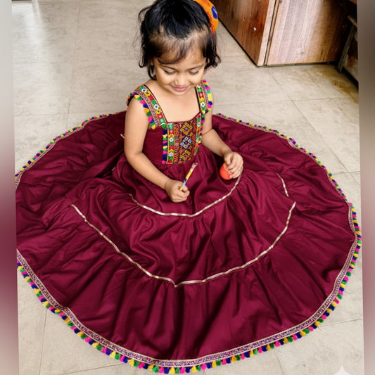 Garba One piece - Maroon with dupatta