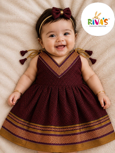 Easy Knot Newborn Khan Frock - Maroon