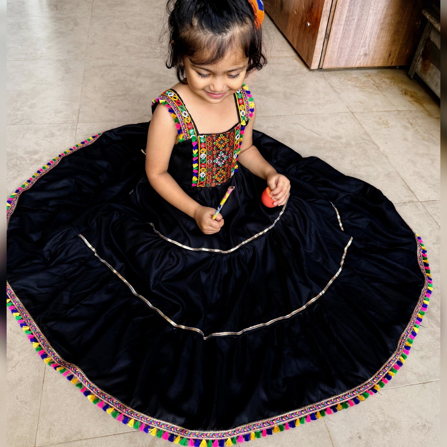 Garba One piece - Black with dupatta