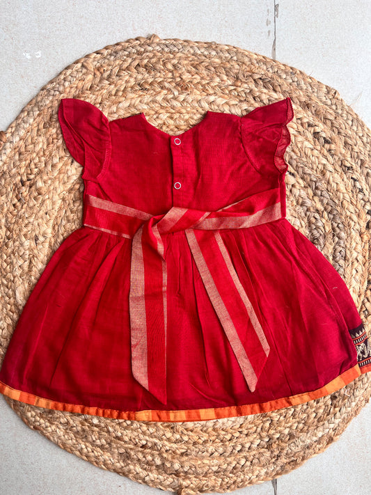 Red Cotton baby frock