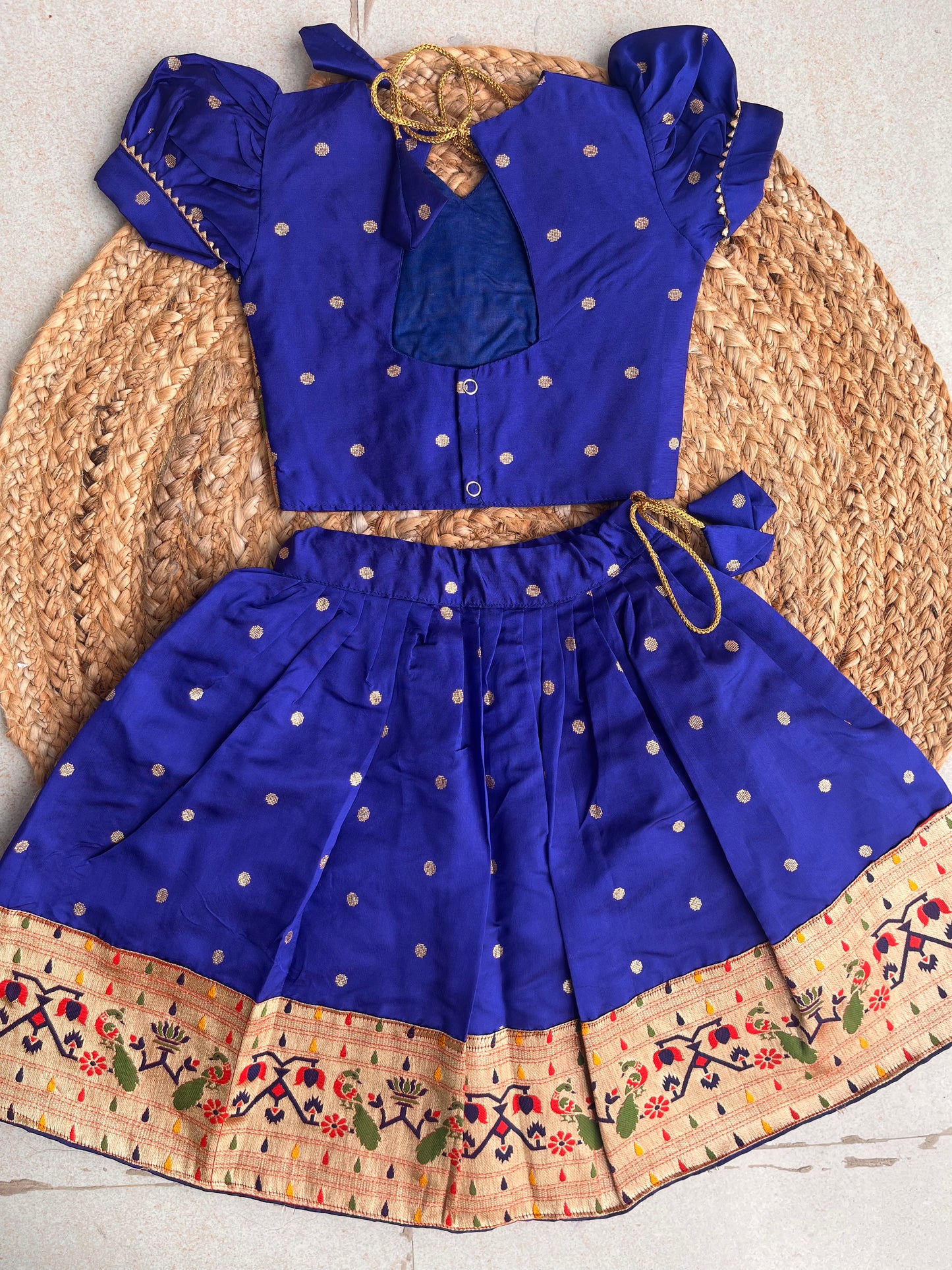 Mor Paithni Silk Lehnga(Roral Blue)