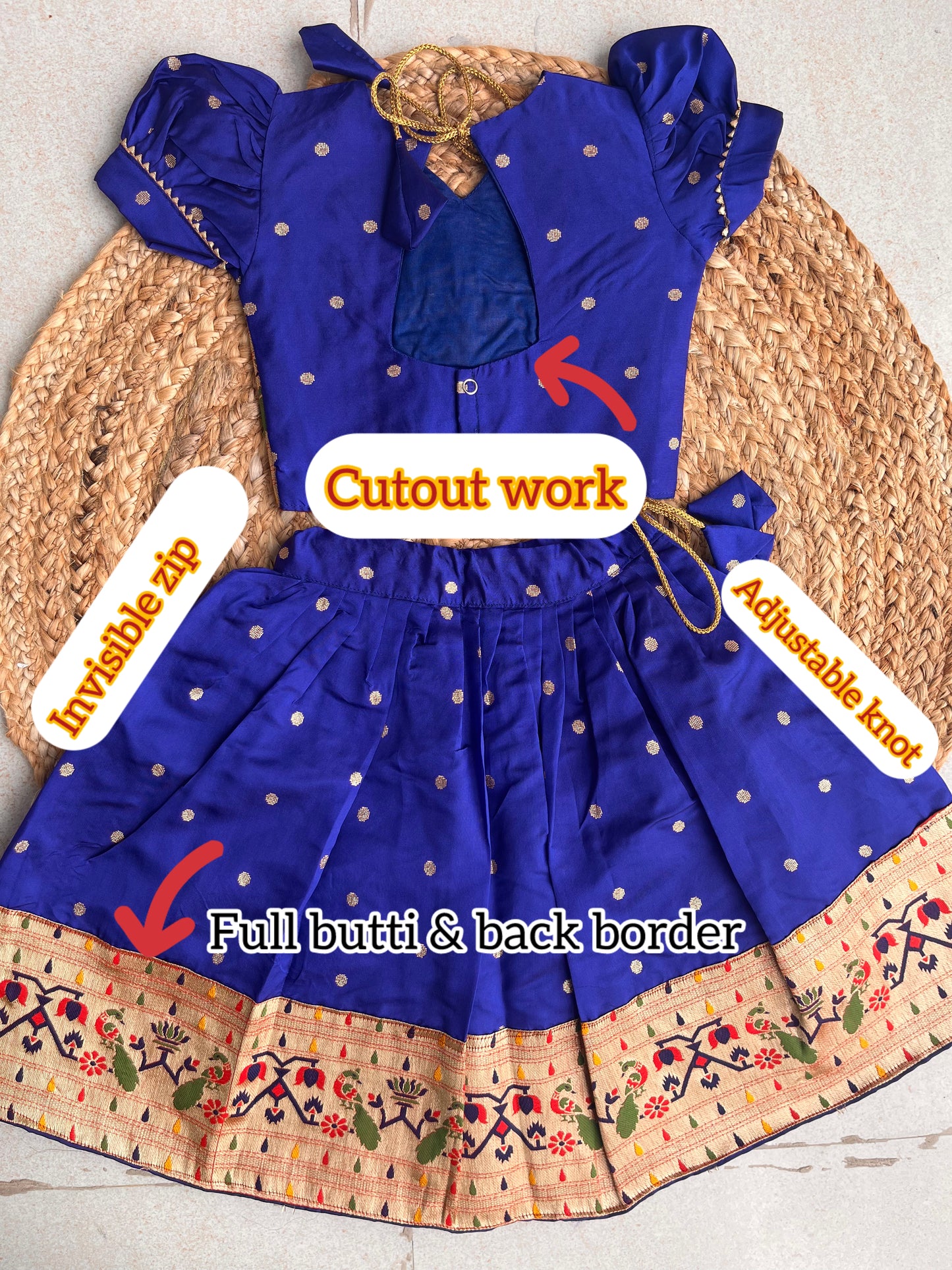 Mor Paithni Silk Lehnga(Roral Blue)