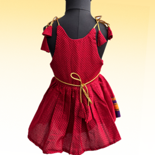 Preemie Red( Purple Border) Khann Frock