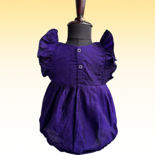 Royal Blue Ethnic Baby Romper with plain frills