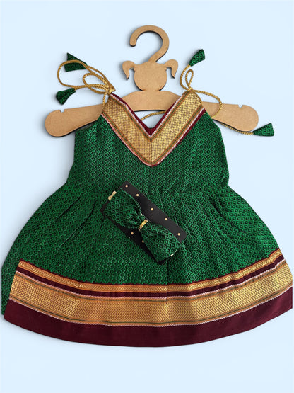 Easy Knot Newborn Khan Frock - Green