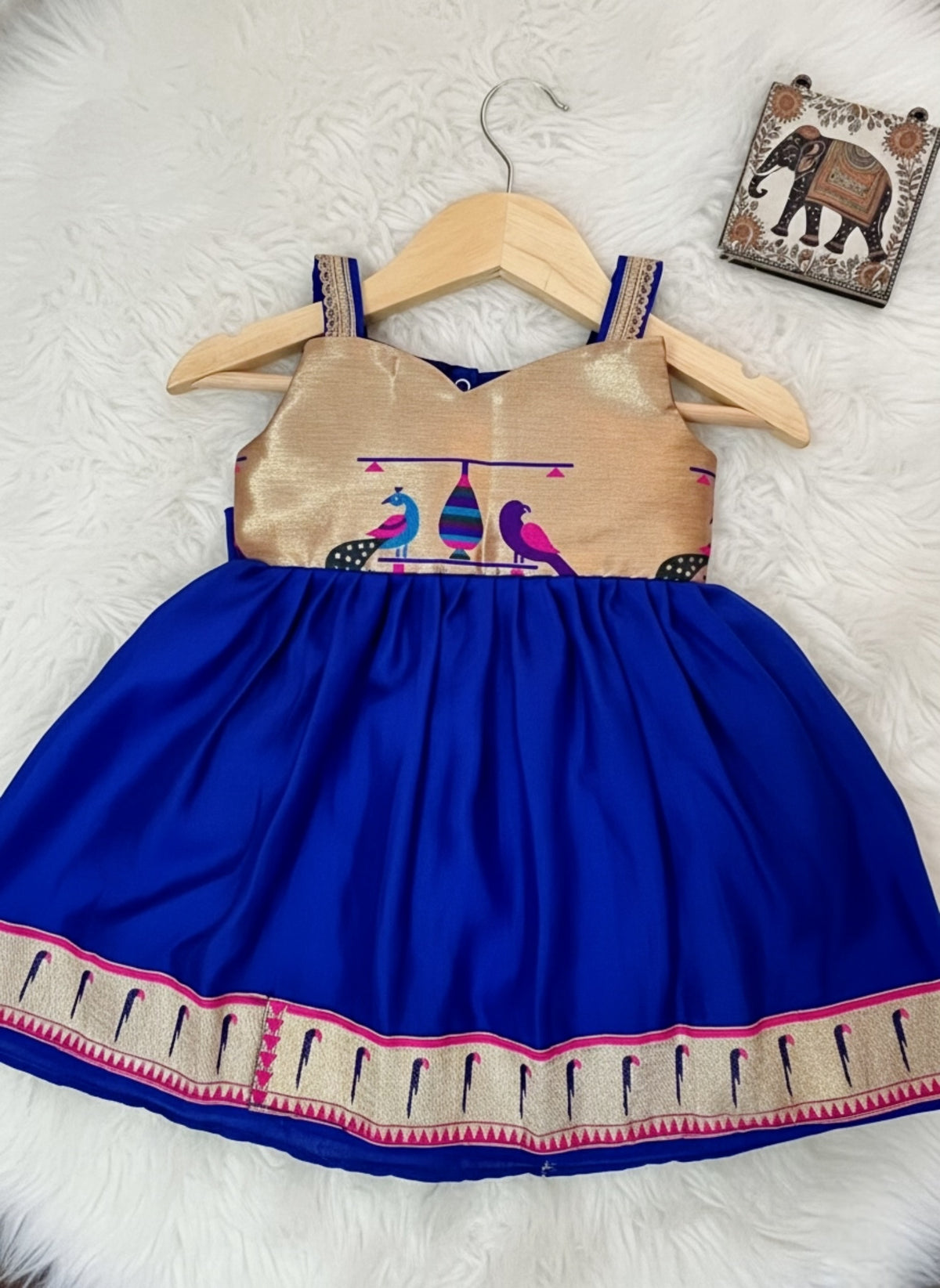 Royal Blue Paithni Frock with Munia Border