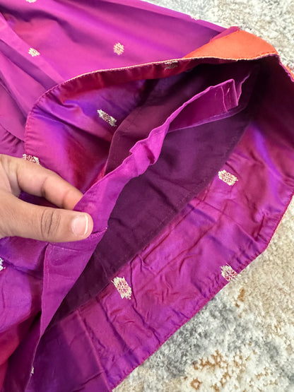 Swarna Silk(soft) Paithani frock- Purple