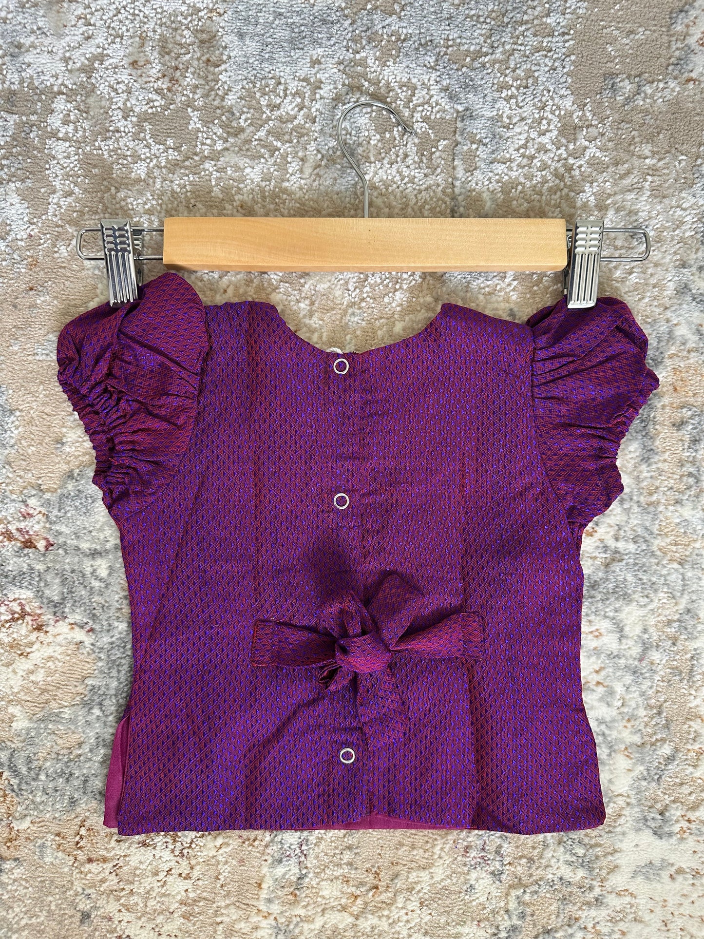 Classic Khan Parkar Polka Purple - With Bappa Embroidery Print