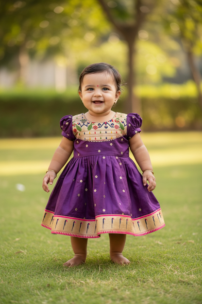 Heritage Paithni Silk Frock-Purple