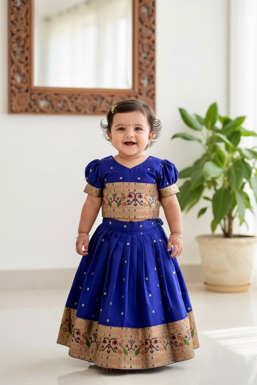 Mor Paithni Silk Lehnga(Royal Blue)