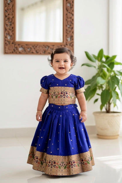 Mor Paithni Silk Lehnga(Royal Blue)