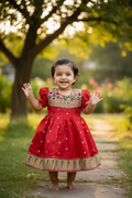 Heritage Paithni Silk Frock- Red