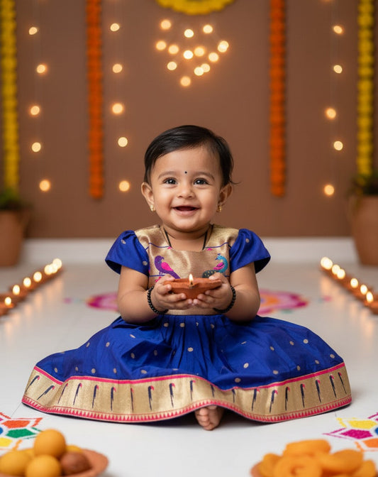 Blue butti paithni frock