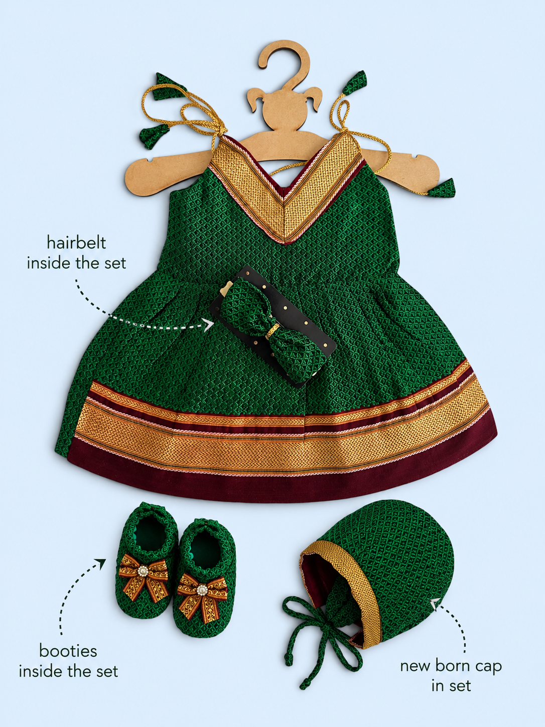 Easy Knot Khan Frock Set - Green