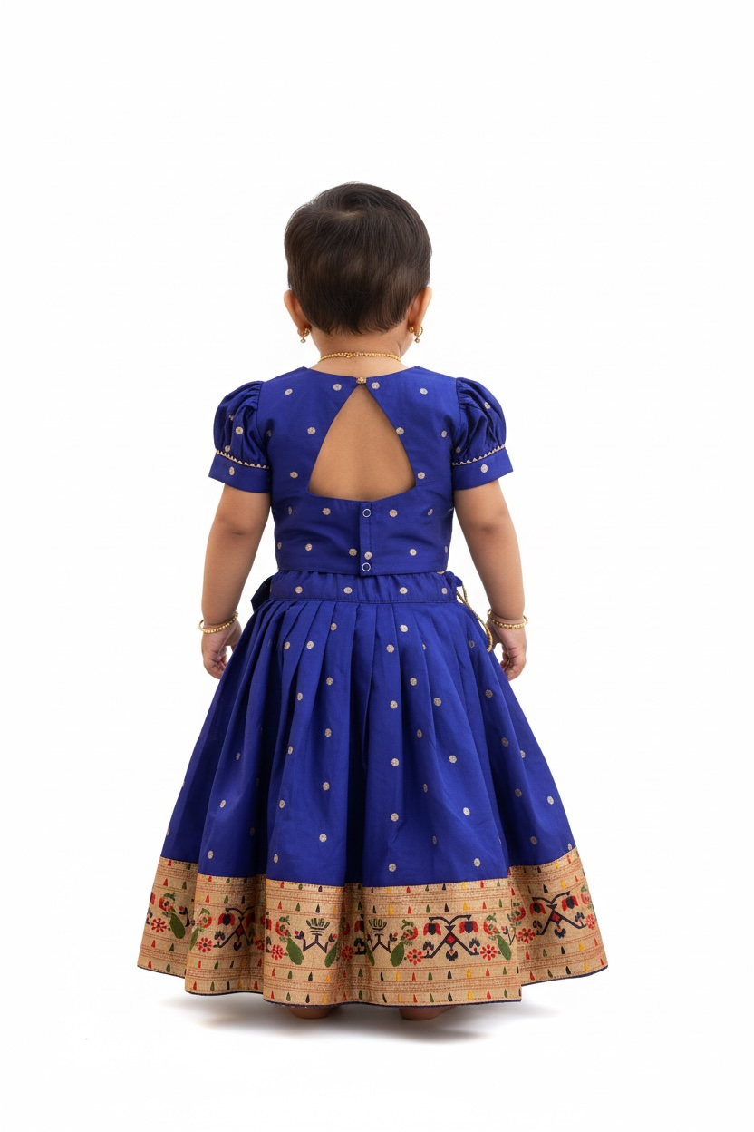 Mor Paithni Silk Lehnga(Royal Blue)