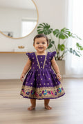 Star Butti Silk Frock - Dark Purple