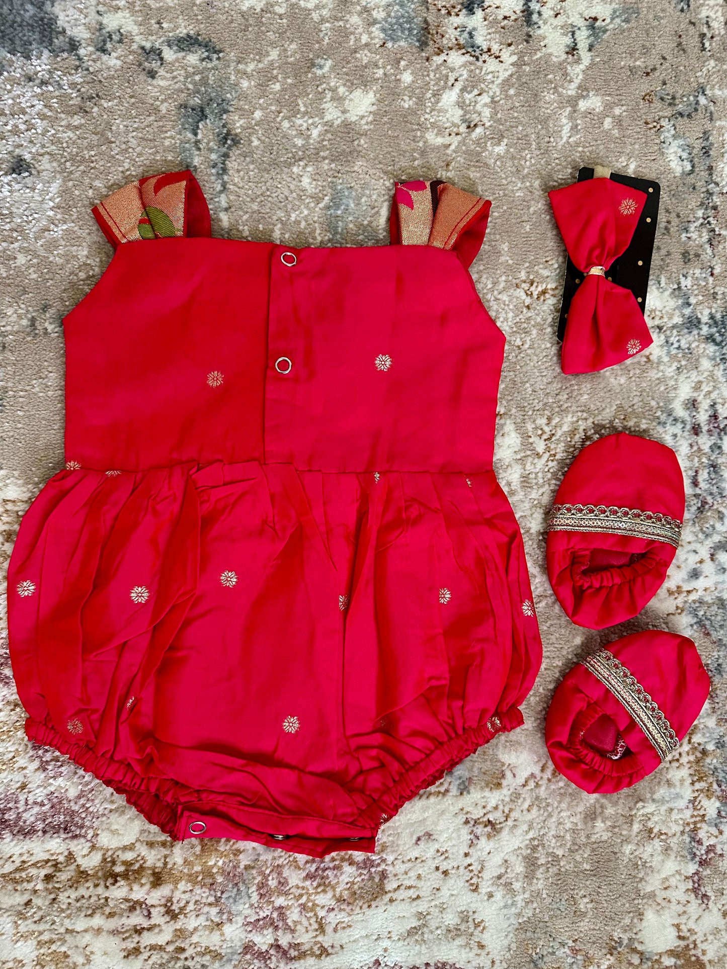 Lotus Soft Silk Ethnic Romper Set - Pink