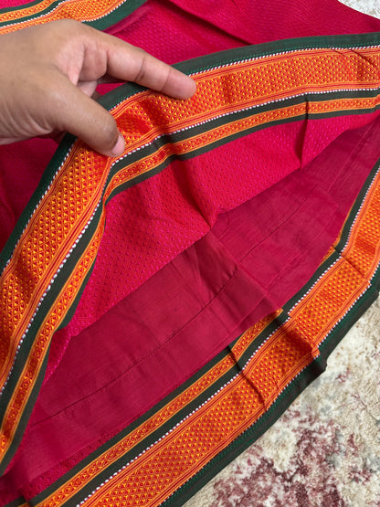 Classic Khan Parkar Polka Pink - With Bappa Embroidery Print