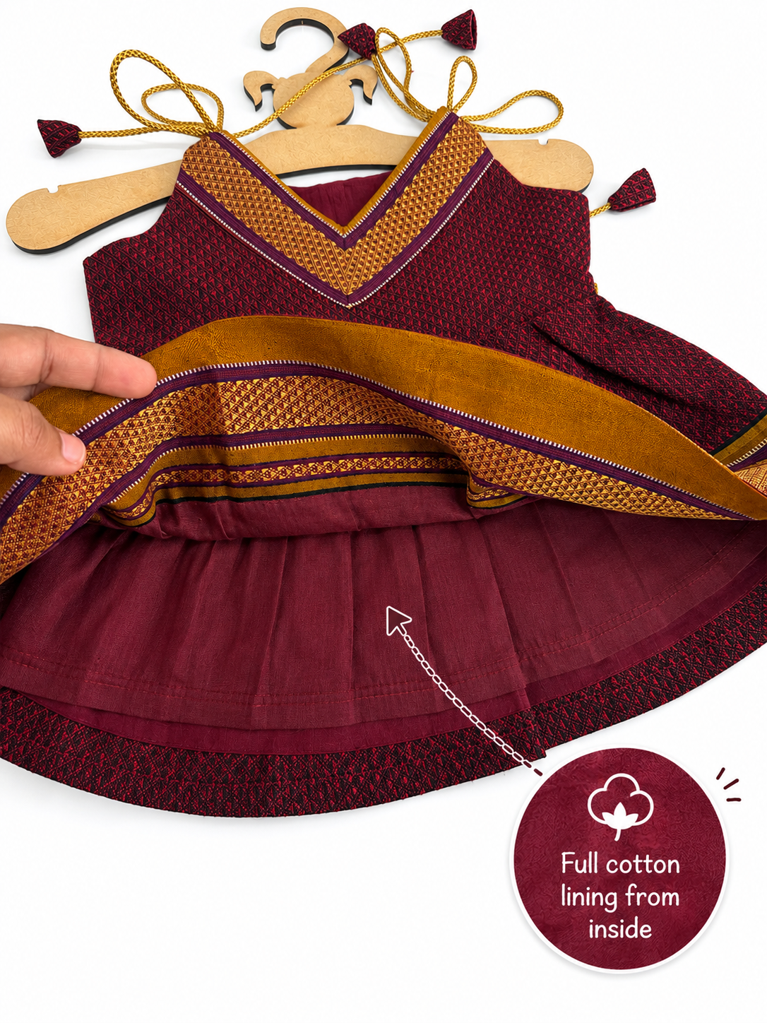 Easy Knot Newborn Khan Frock - Maroon