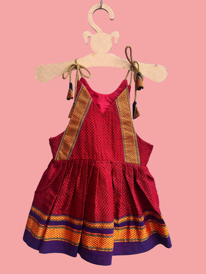 Preemie Red( Purple Border) Khann Frock