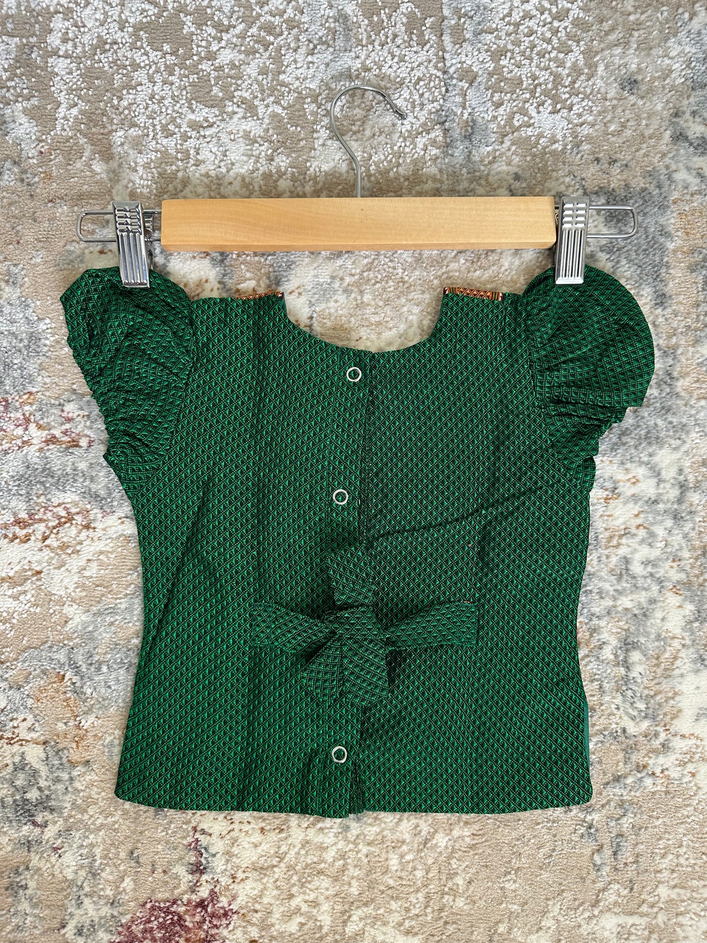 Classic Khan Parkar Polka Green - With Bappa Embroidery Print