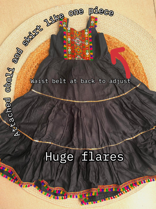 Garba One piece - Black with dupatta