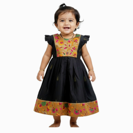 Pure Cotton Paithni Frock - Black