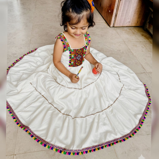 Garba One piece - Off White with dupatta