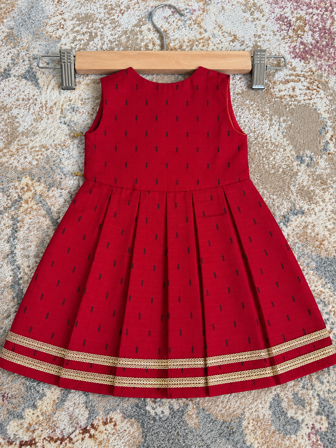 Wrap Delight Cotton Silk Baby Set with Saraswati Print- Red