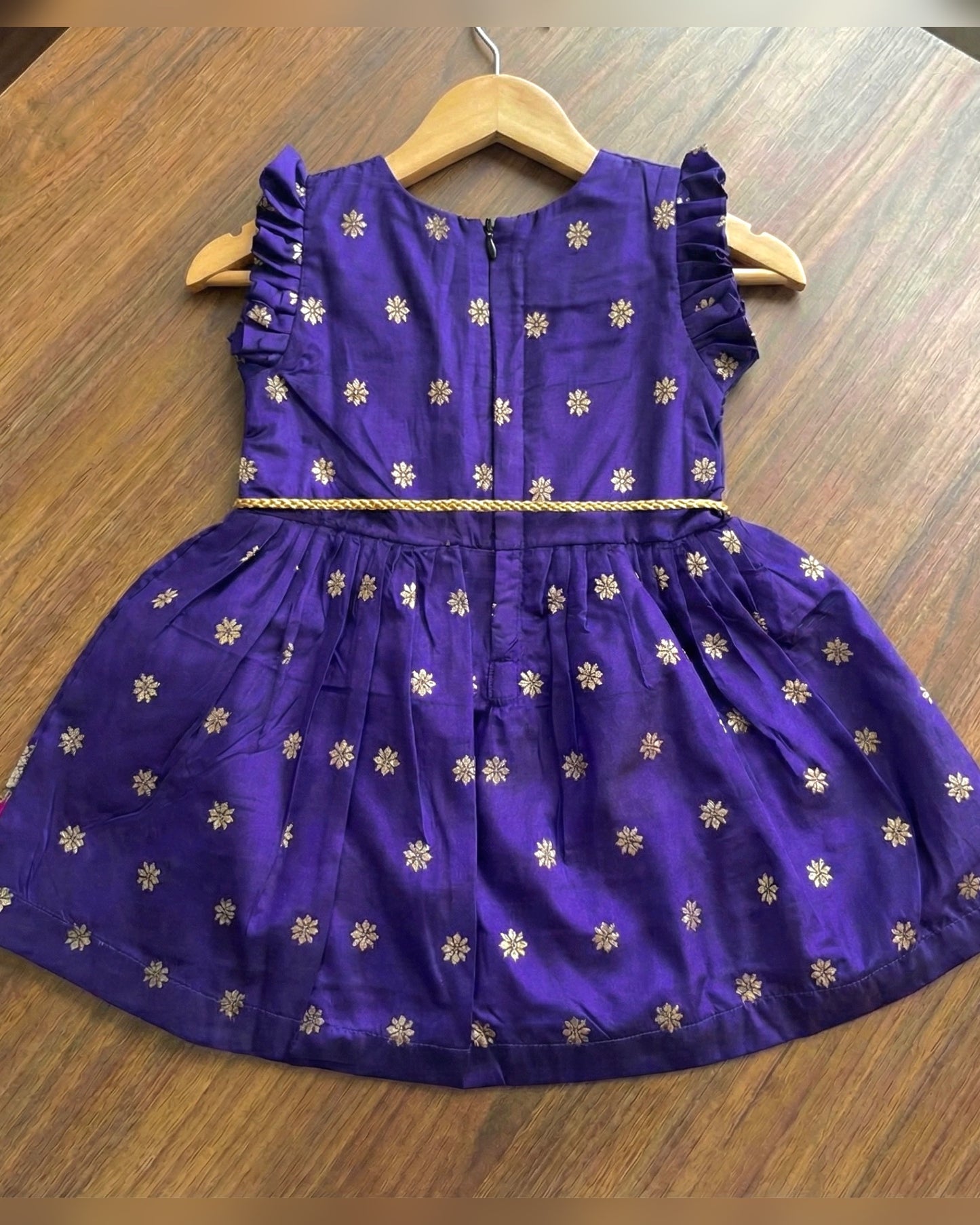 Star Butti Silk Frock - Dark Purple