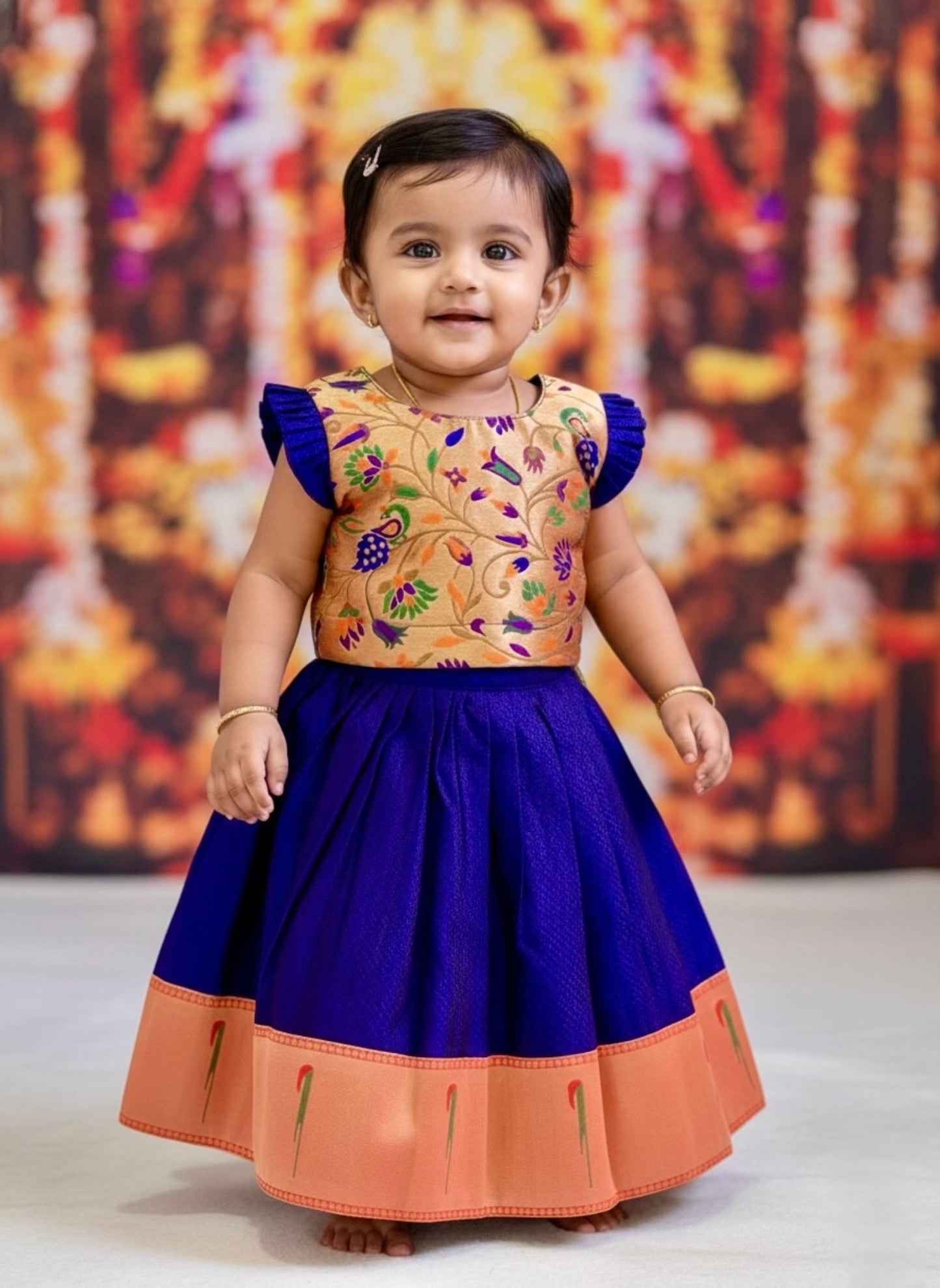 Paithni khan Fusion Parkar Polka- Royal Blue