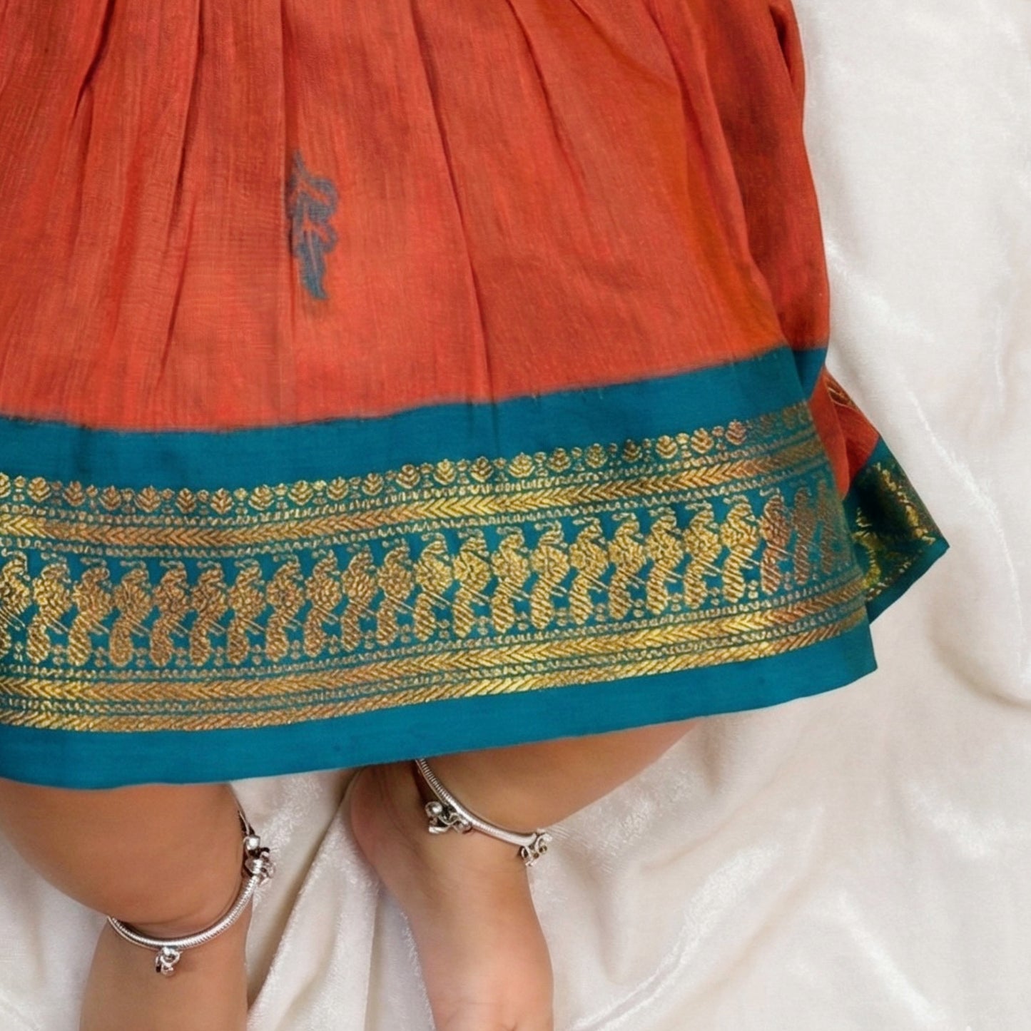 Rust Orange Zari Frock