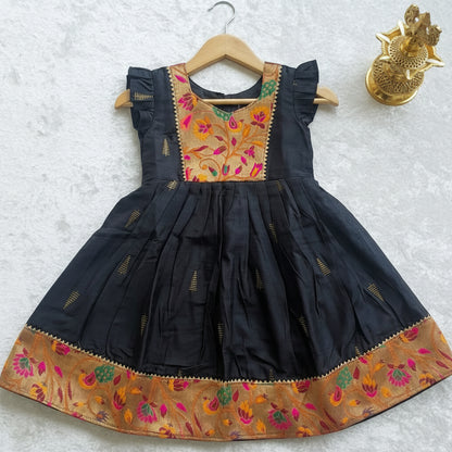 Pure Cotton Paithni Frock - Black