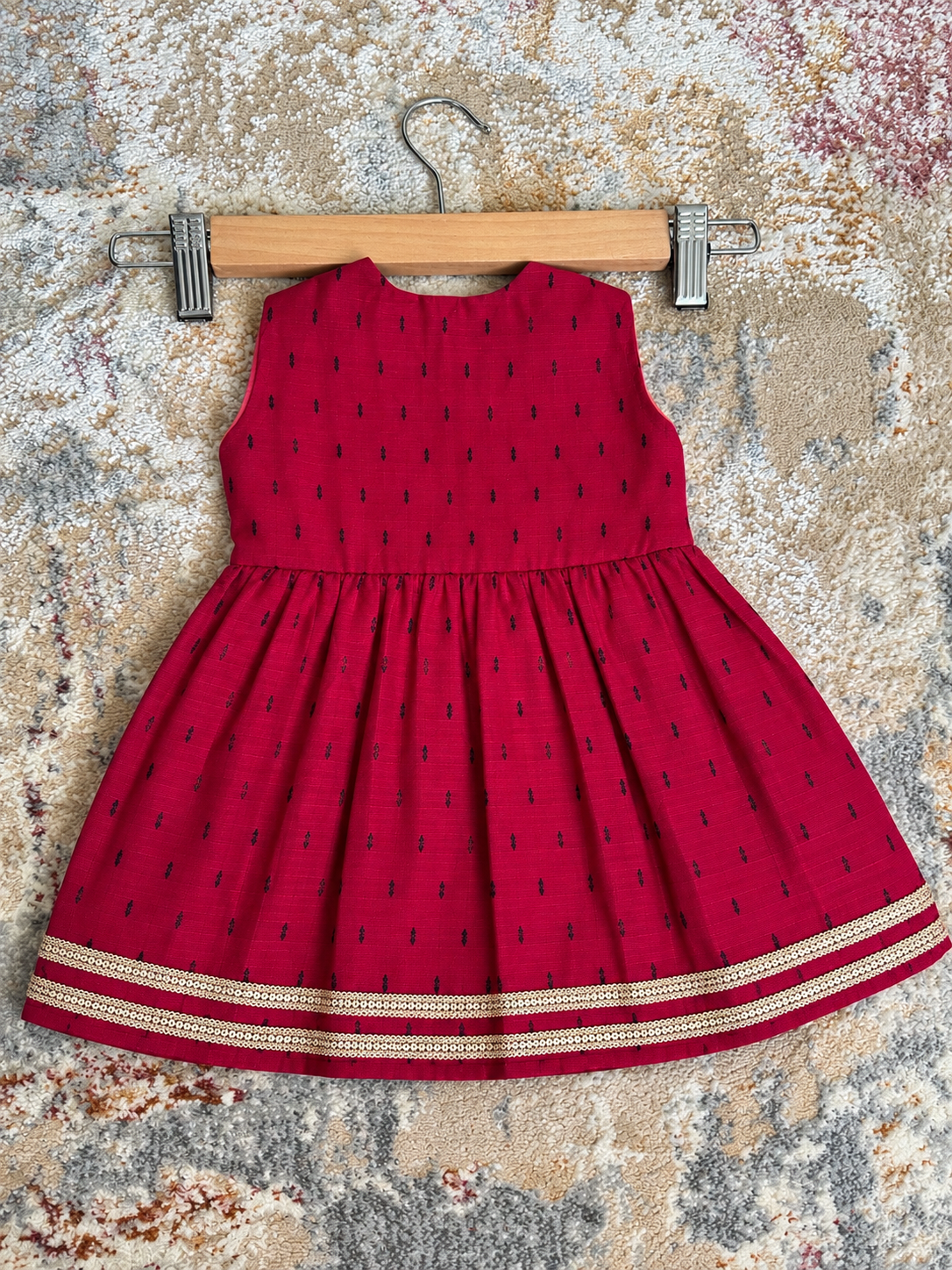 Wrap Delight Cotton Silk Baby Set with Saraswati Print- Rani Pink