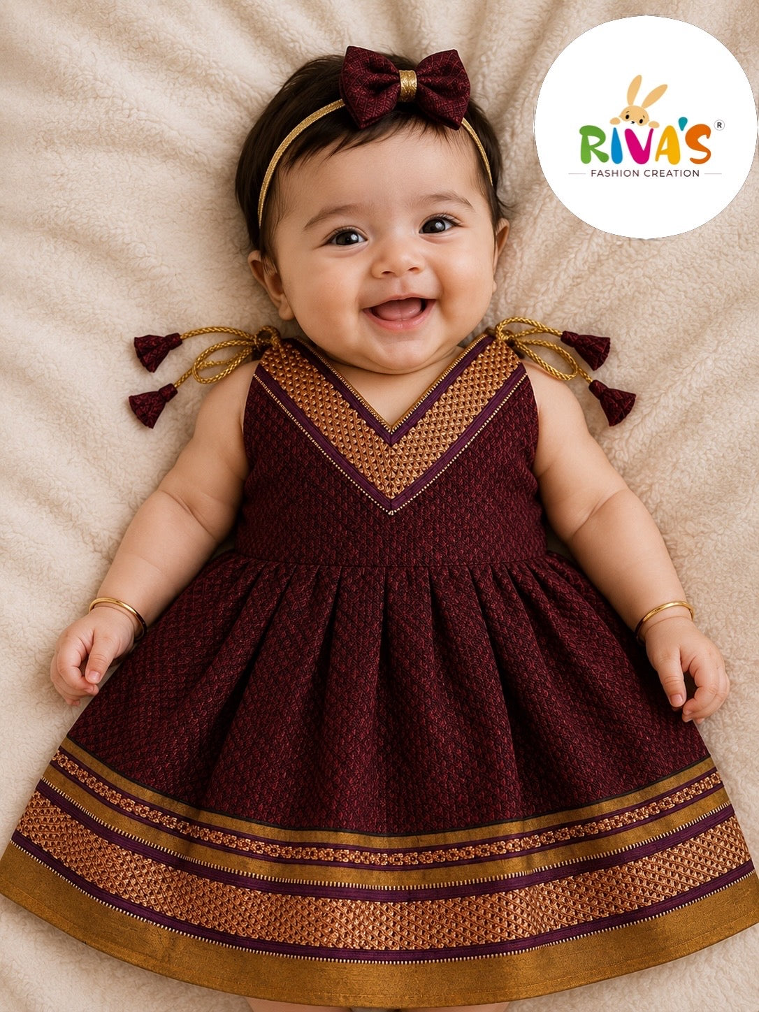Easy Knot Newborn Khan Frock - Maroon