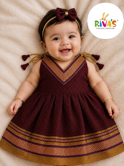 Easy Knot Newborn Khan Frock - Maroon