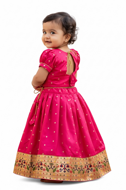 Mor Paithni Silk Lehnga(Pink)