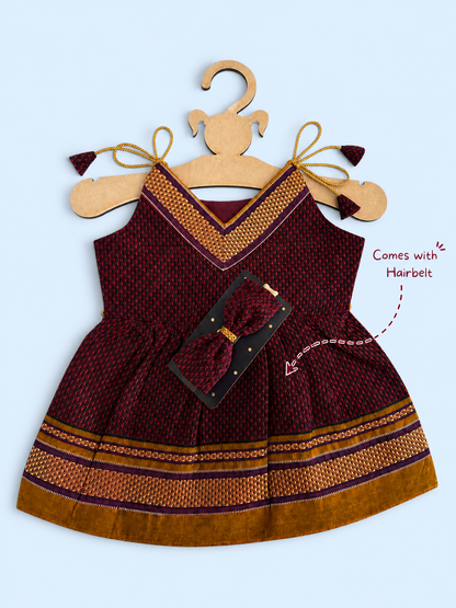 Easy Knot Newborn Khan Frock - Maroon