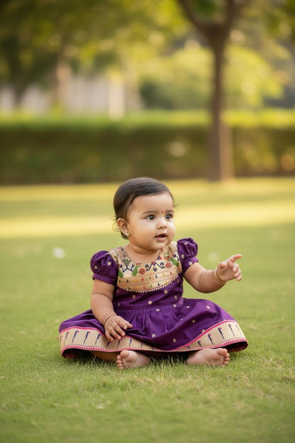 Heritage Paithni Silk Frock-Purple