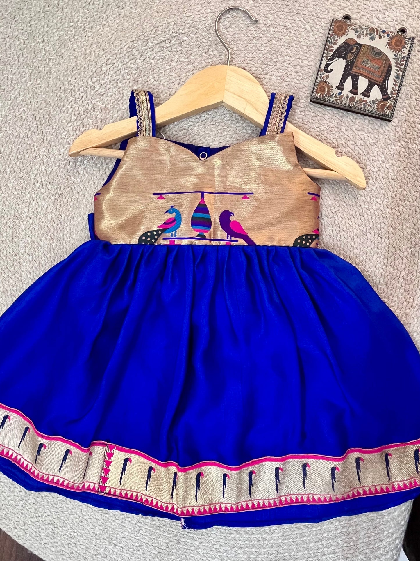 Royal Blue Paithni Frock with Munia Border