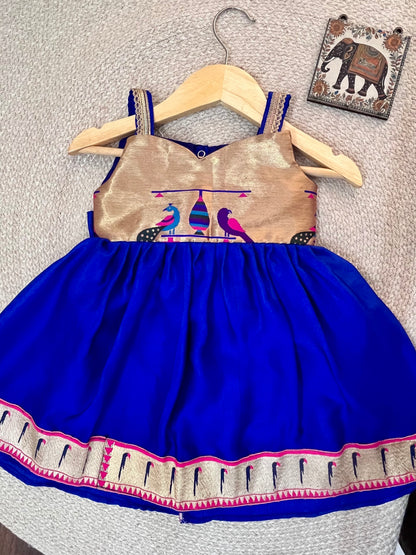Royal Blue Paithni Frock with Munia Border