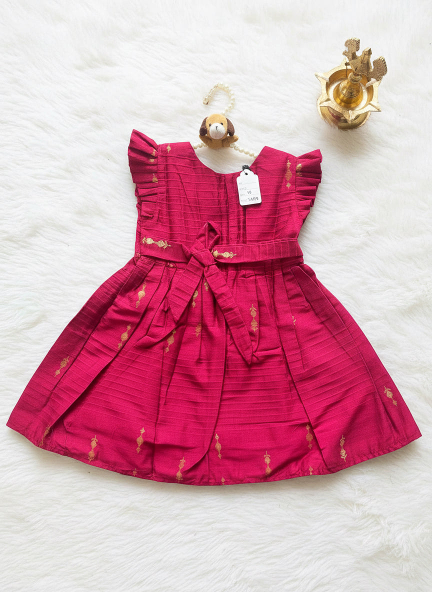 Pure Cotton Paithni Frock - Pink Wine Colour