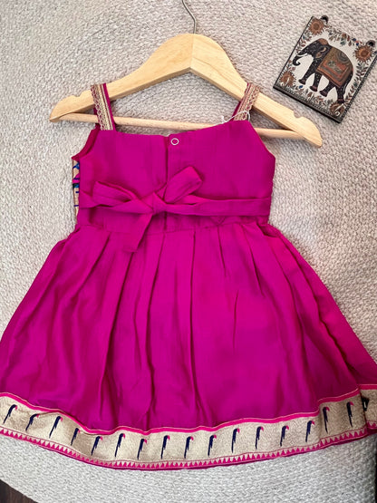 Magenta Pink Paithni Frock with Munia Border