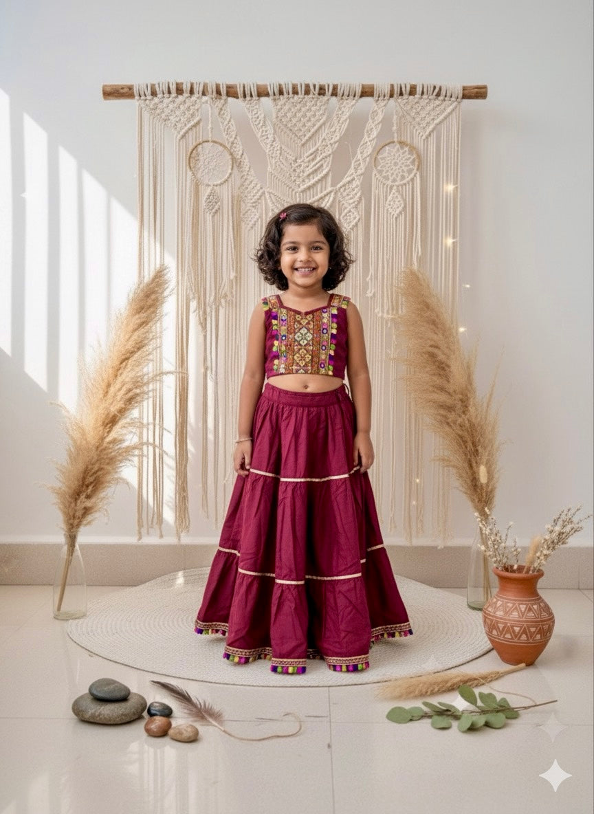 Zen Boho Charm Set -(Maroon) with dupatta