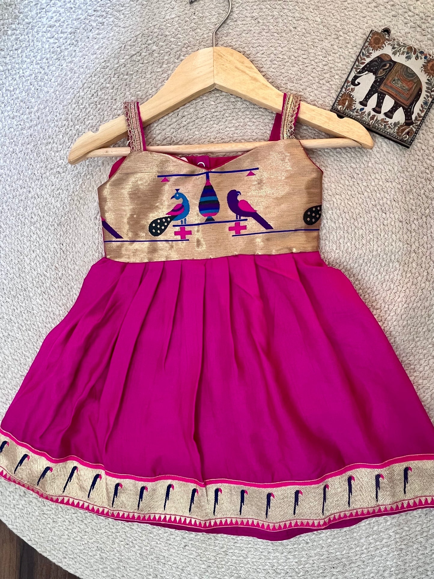Magenta Pink Paithni Frock with Munia Border