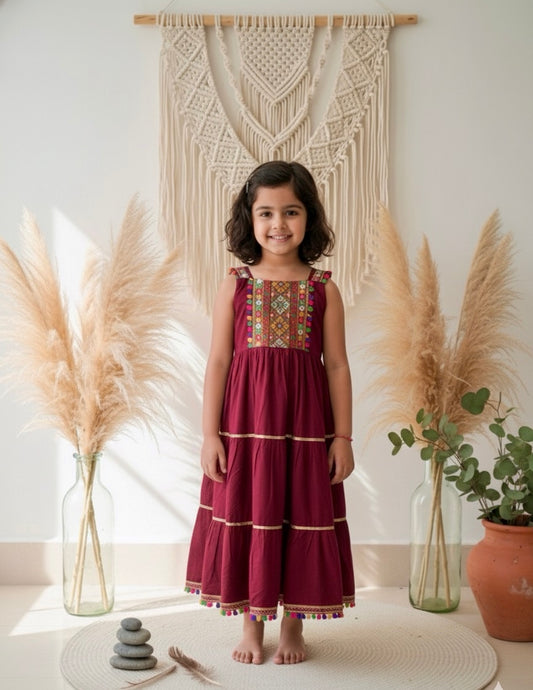 Boho one piece - Maroon with dupatta