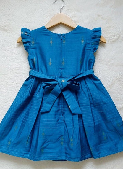 Pure Cotton Paithni Frock - Chintamani Blue