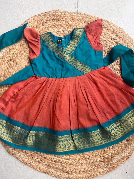 Rust Orange Zari Frock