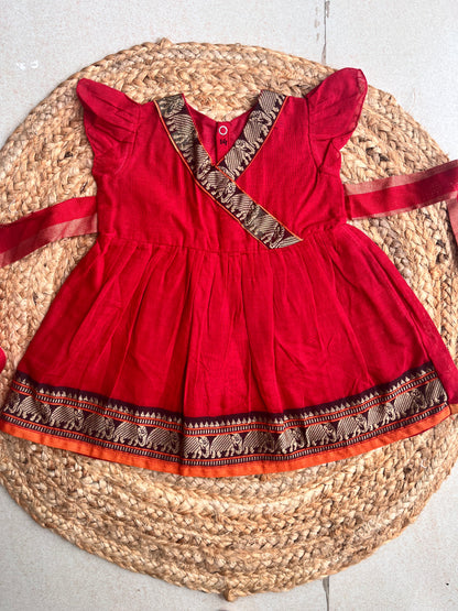 Red Cotton baby frock