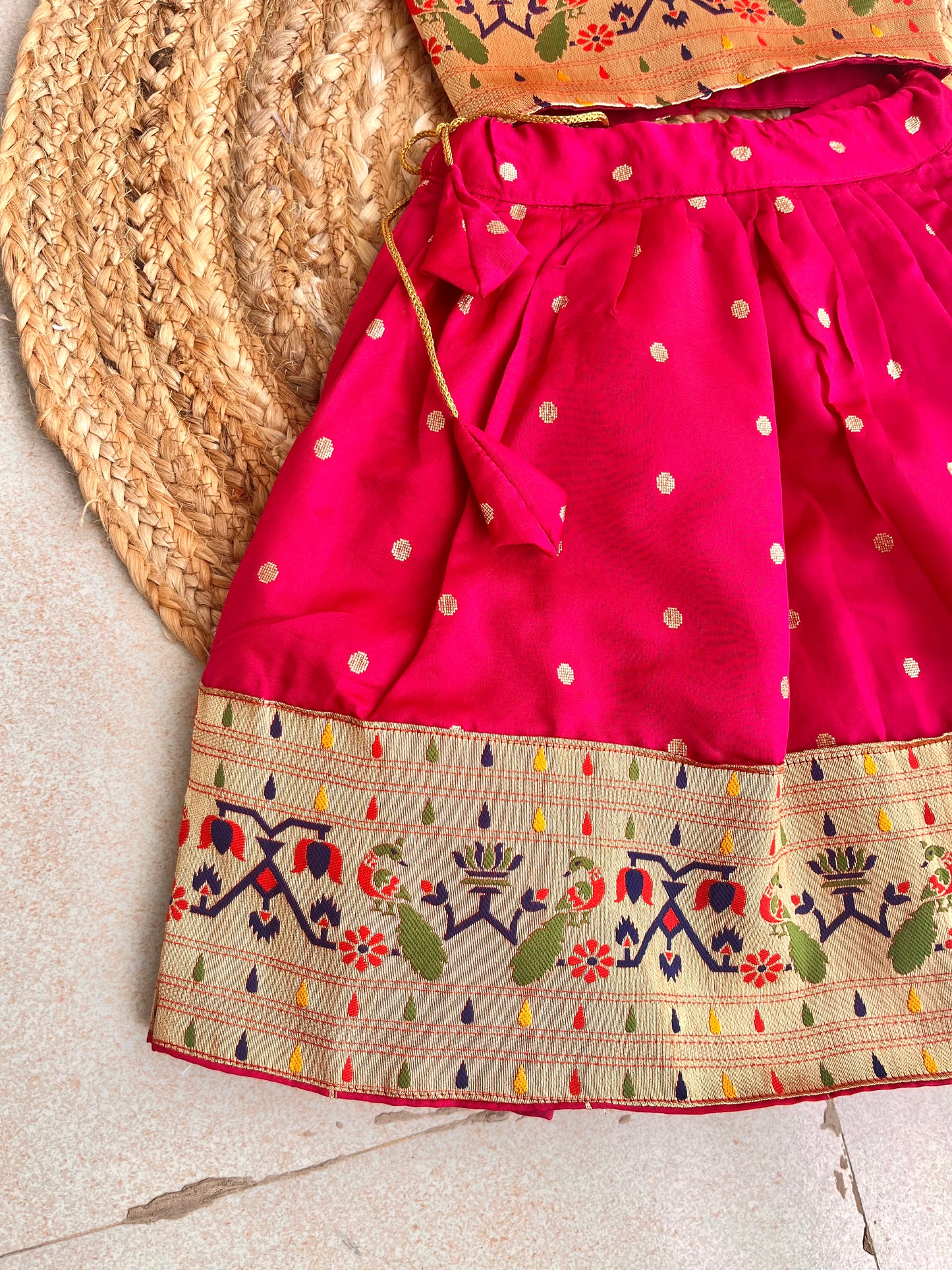 Mor Paithni Silk Lehnga(Pink)